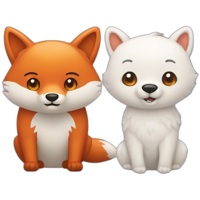 fox and white bear emoji