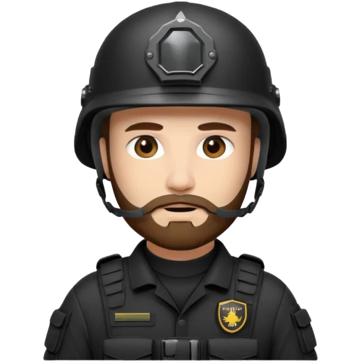 SWAT member with white skin and brown beard emoji
