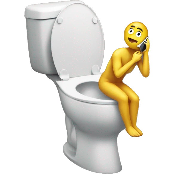 A man is on the phone on the toilet emoji