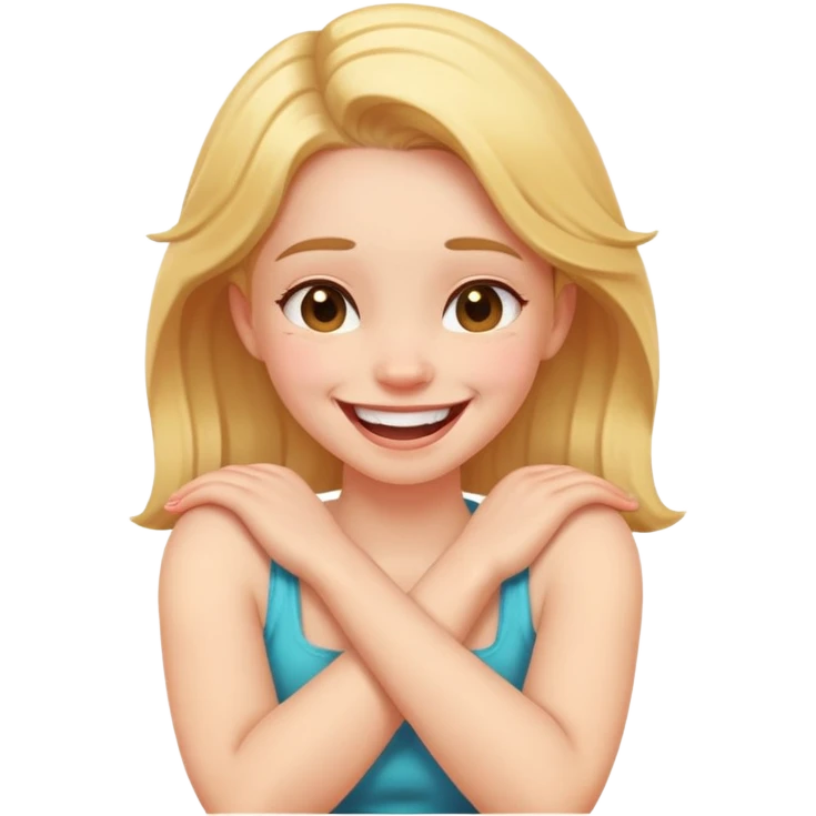 arms crossed holding neck laughing girl emoji