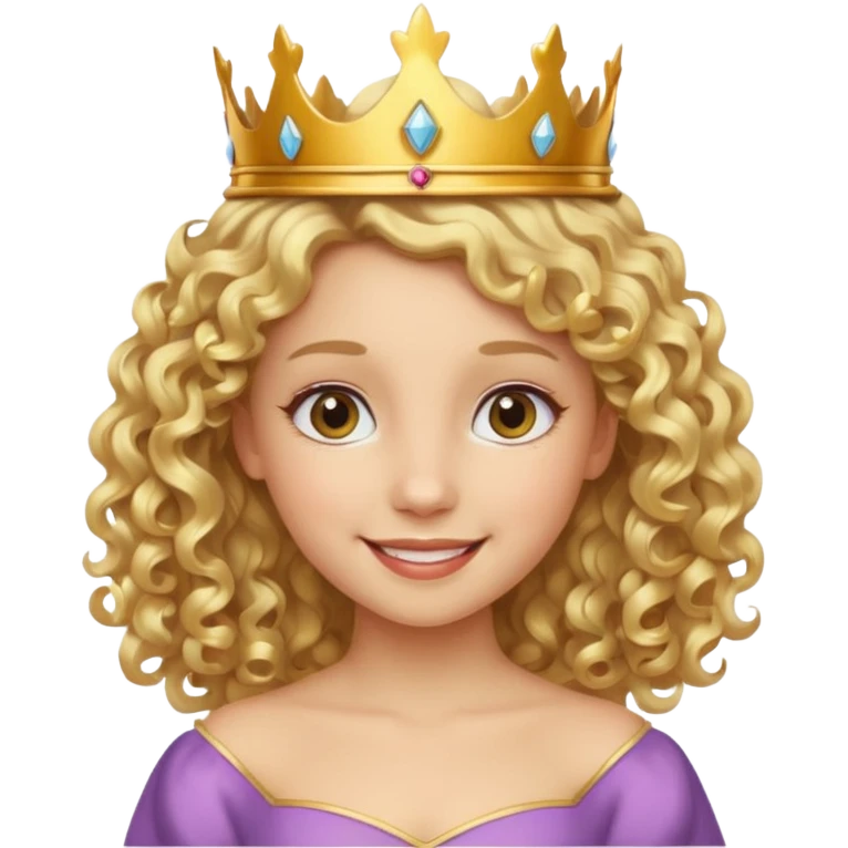 Princess with curly blonde hair, small crown emoji