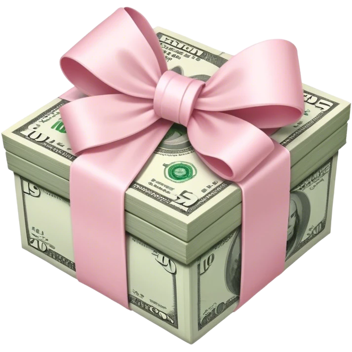 stack of money wrapped ina light pink bow emoji