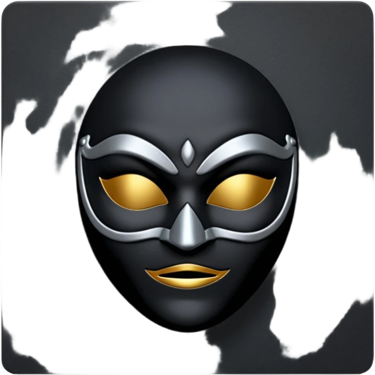 Minimal emoji, gothic mask forged from matte black leather, emotionless expression, smooth heavy surface, subtle metallic texture, deep shadows, no glow, no neon, flat emoji style, centered emoji