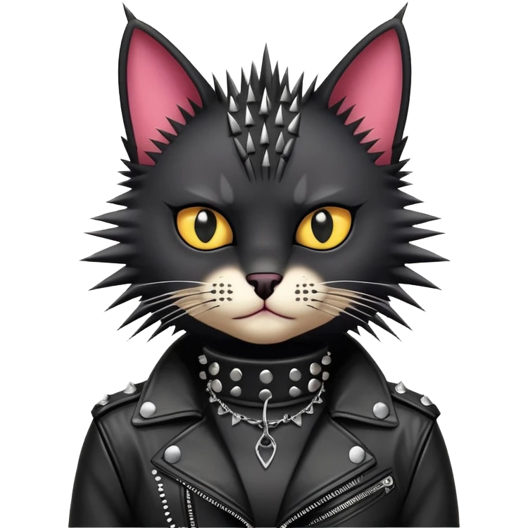 Punk black cat emoji