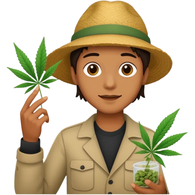 dealer with cannabis on a hand emoji