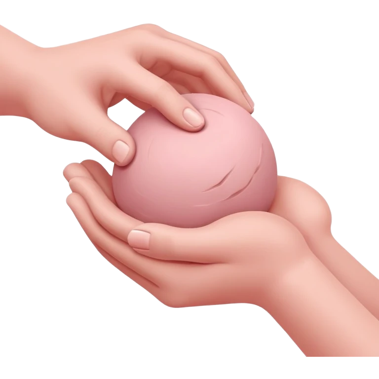 two hands kneading a small pink ball of clay emoji