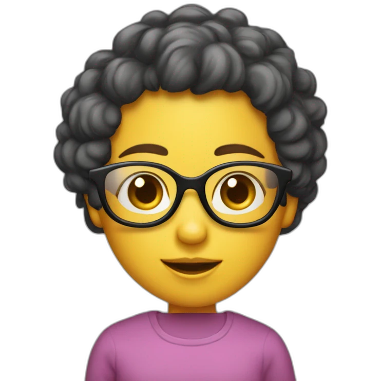 fille avec des lunette et cheveux boucle emoji