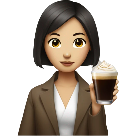 Korean girl holding an espresso martini emoji