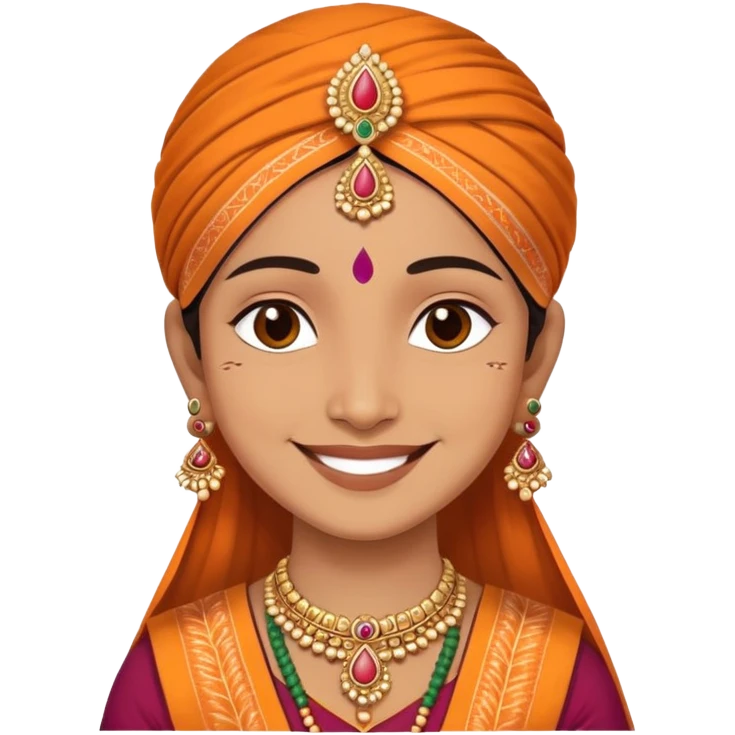 A smiling person wearing traditional Indian clothes and bindi emoji