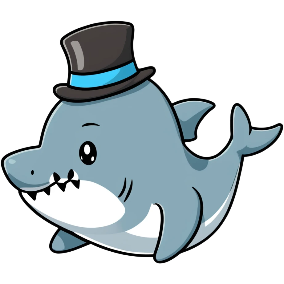 Shark with a top hat emoji