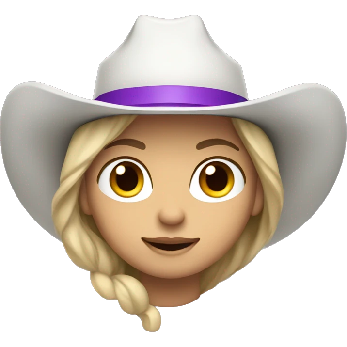 Cowgirl wearing purple cowboy hat white skin emoji