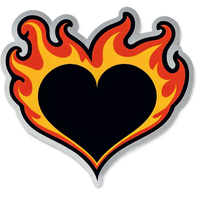 Black heart with flames around it emoji