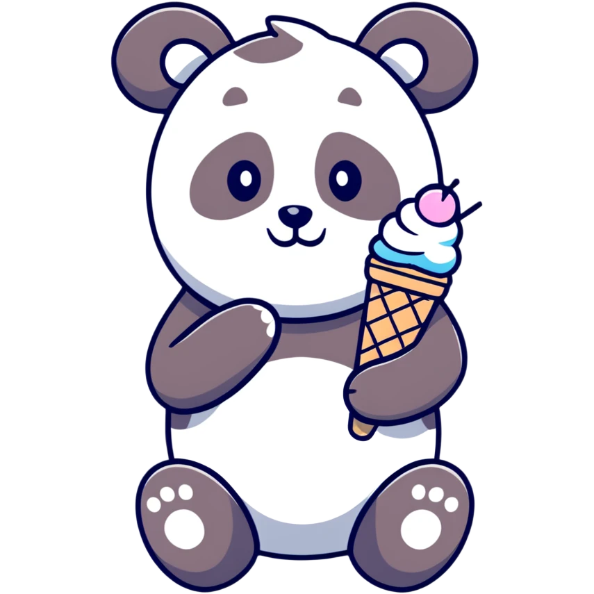 Panda eating ice cream emoji