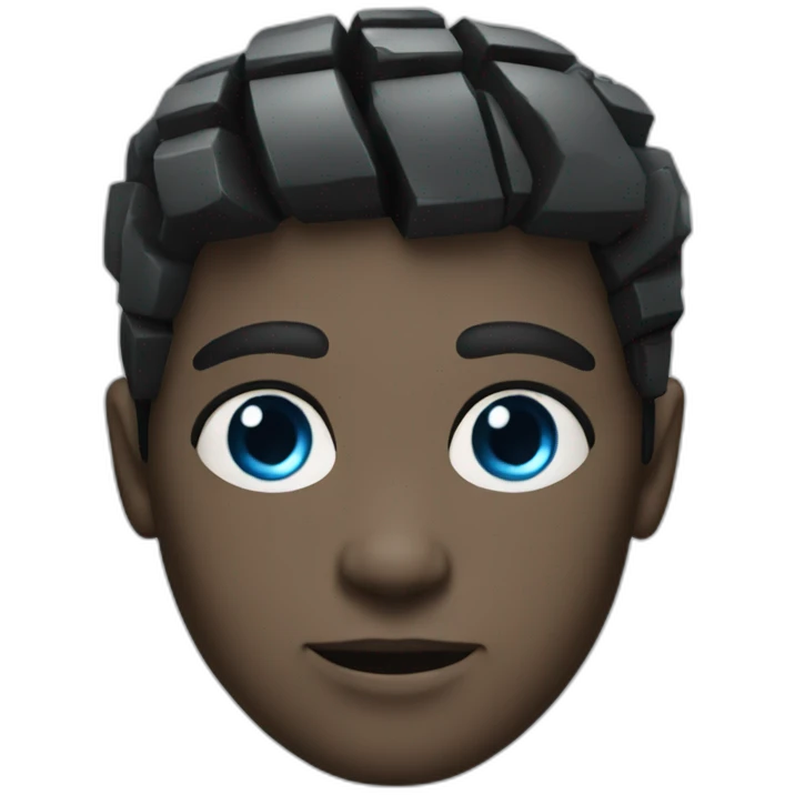 blue eyed black hair man cyborg emoji