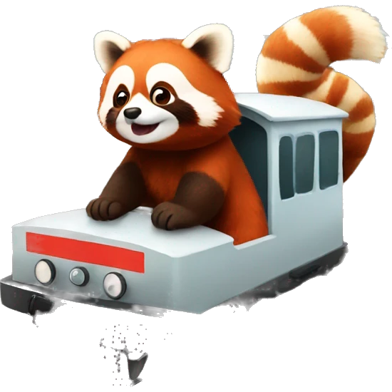 red panda driving a train emoji
