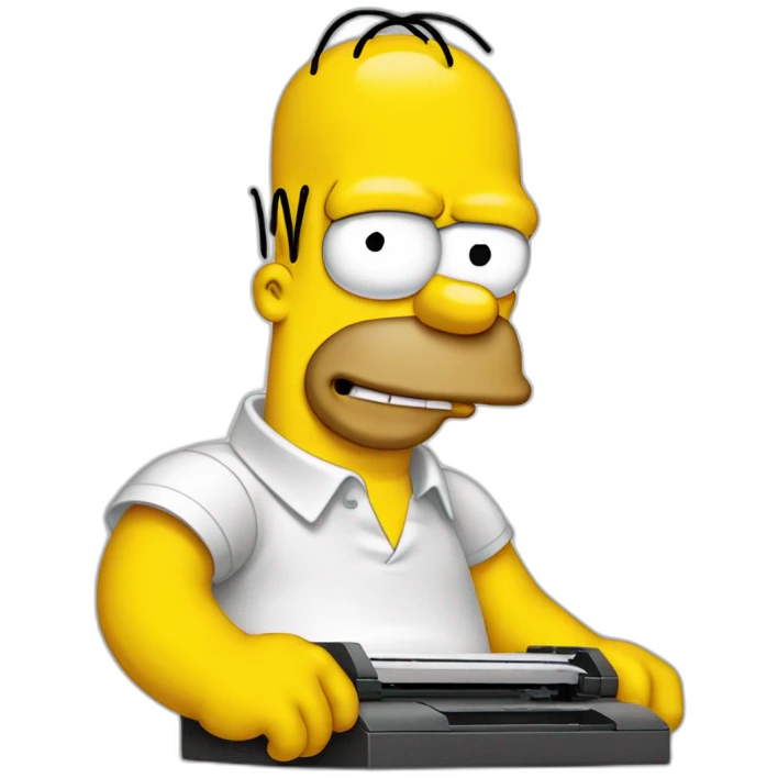 Homer Simpson with a printer emoji