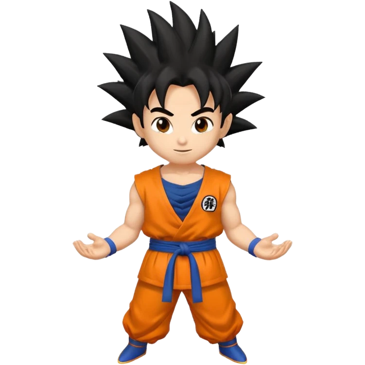 Son Goku emoji, spiky hair, orange gi, cheerful expression, inspired by Dragon Ball emoji