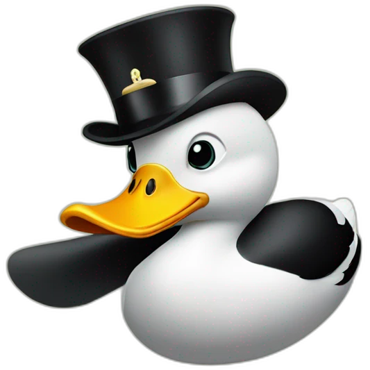 duck with monocle on the eye and Crown on the head emoji