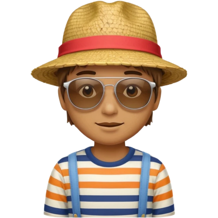 person with striped clothing sun glasses and straw hat emoji