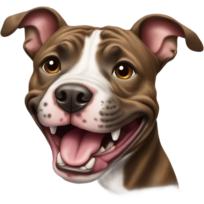 Brindle pitbull who is laughing  emoji