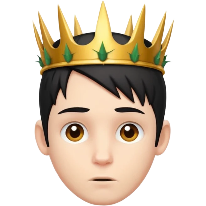 White boy with black short straight hair, has a horns on his forehead and wearing a crown of thorns emoji