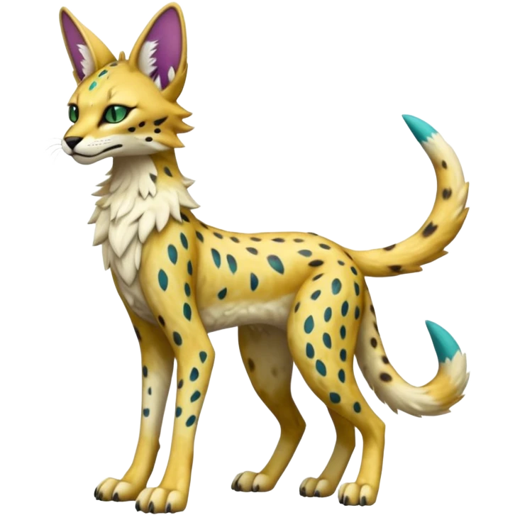 Epic Edgy Colorful ethereal eldritch Sergal-Serval-Vernid full body emoji