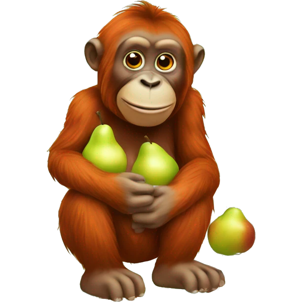 Orang utan holds pear emoji
