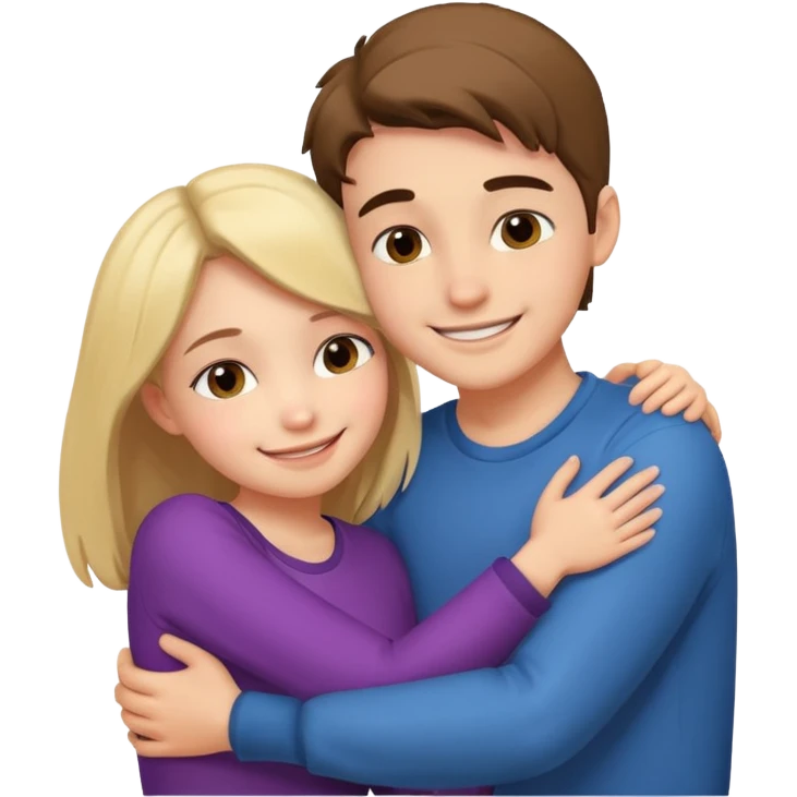 Boy and girl hugging each other in love emoji