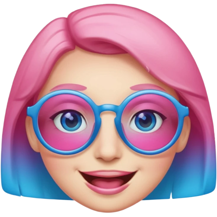 smiling face with oversized glasses with gradient pink to blue lenses emoji