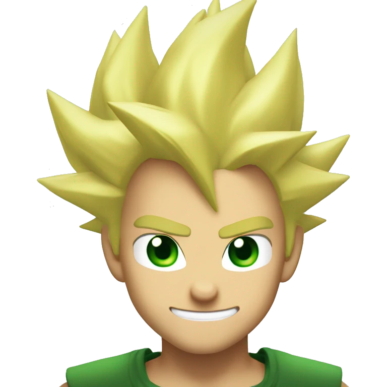 Super saiyan, blonde spikey hair, green eyes, exited, head only emoji