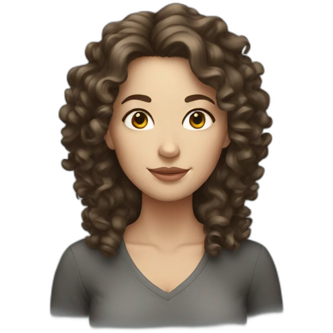 white woman with curly long dark hair emoji