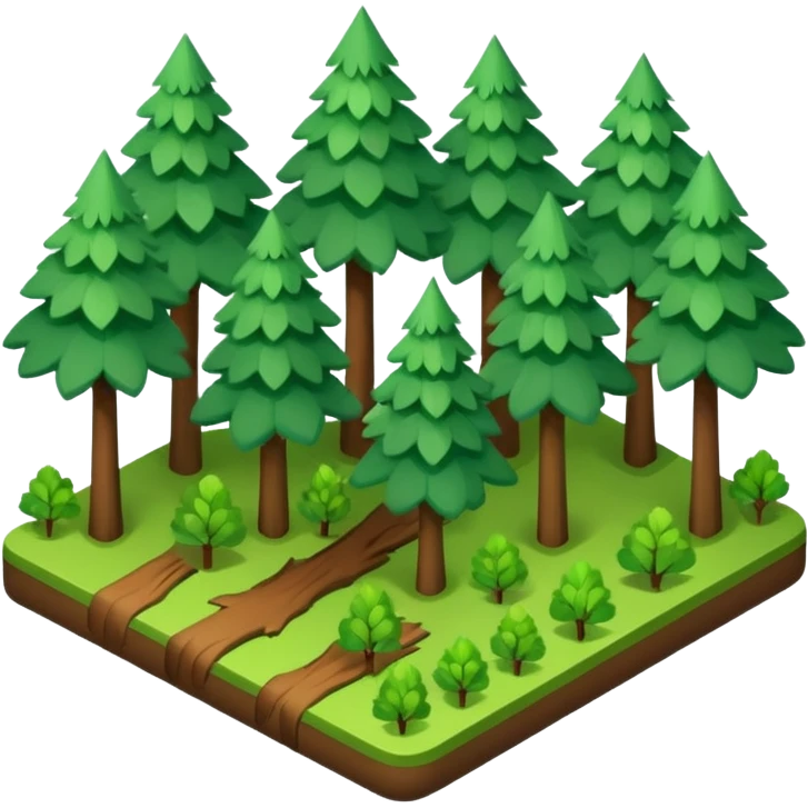 Isometric view, forest, scattered trees emoji