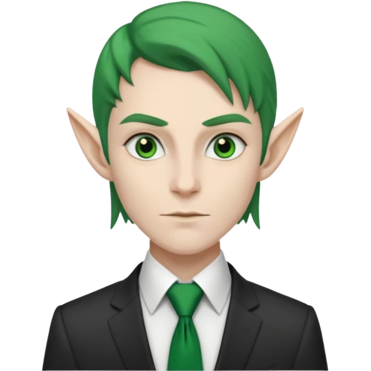 dark elf with tie, business, green tie emoji