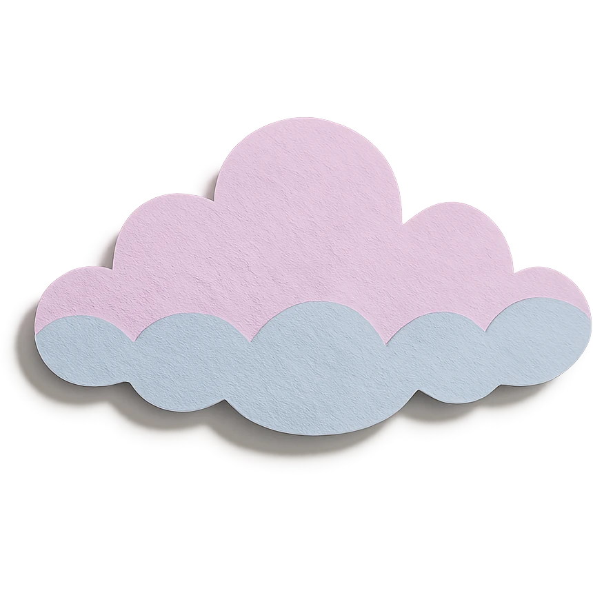 soft pastel fluffy cloud divider for journal pages, paper craft style emoji