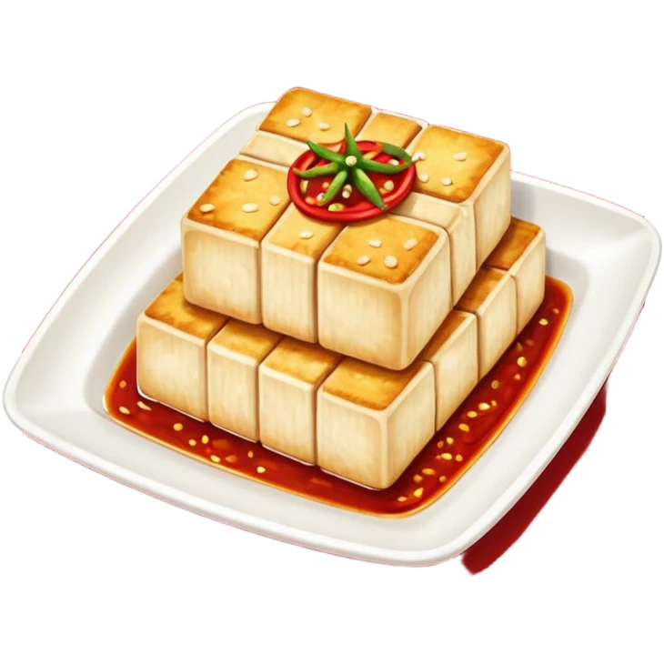 crispy fried tofu with chili emoji