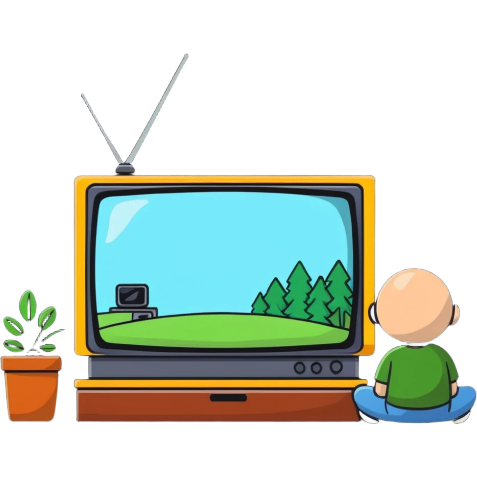 character watching a nature documentary on TV emoji