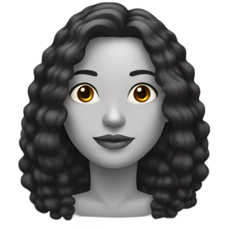 Mujer piel blanca 42 años cabello negro de lado color negro emoji
