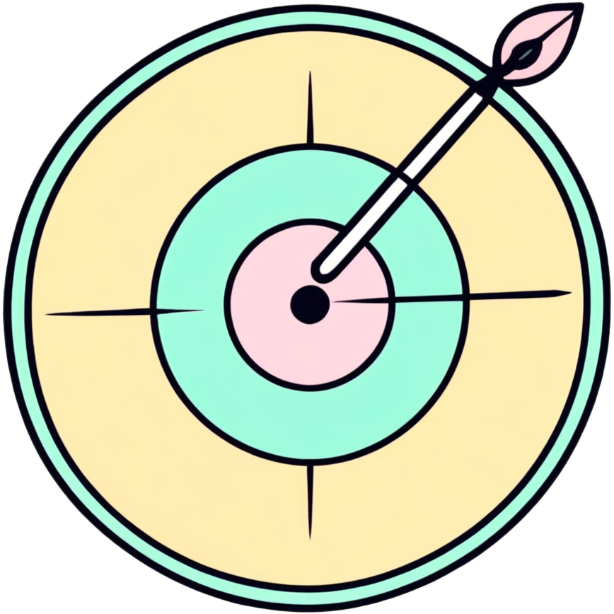 A colorful bullseye target with spring pastel colors emoji