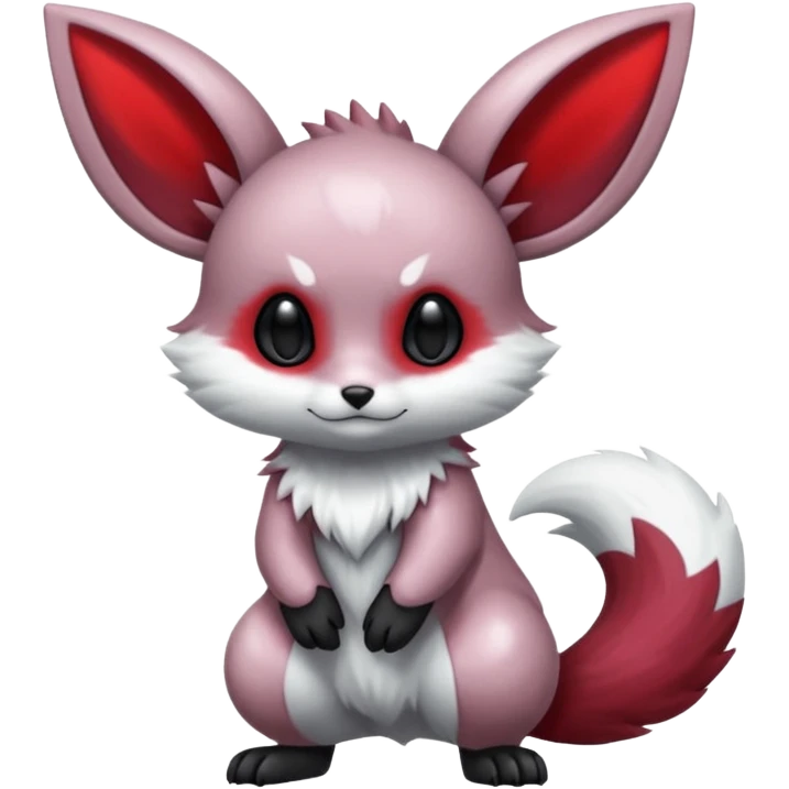Silvery Grey Black Gradient Glossy Oily Dark Spooky Gloomy Metallic Alloy Gothic Edgy Cool Badass Evil Red Albino Minccino-Furret-Eevee-fusion Full Body emoji