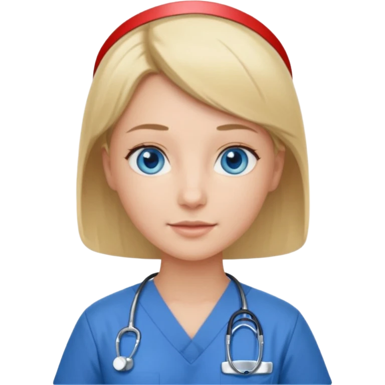 Nurse blue eyes short blond blue scrubs no hat emoji