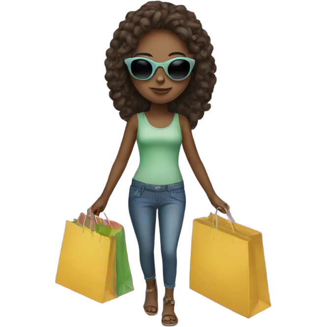 Girl with sunglasses and shopping bags emoji