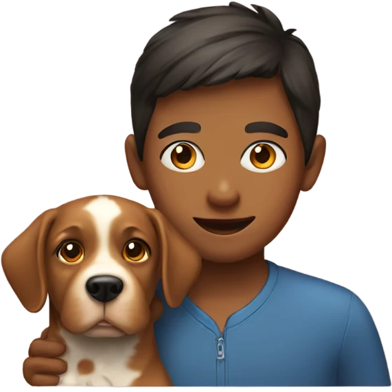 boy girl with dog indoors emoji