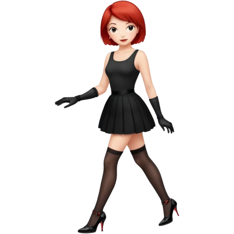 Mistress red short hair long black gloves small skirt black stockings high heels italian girl emoji