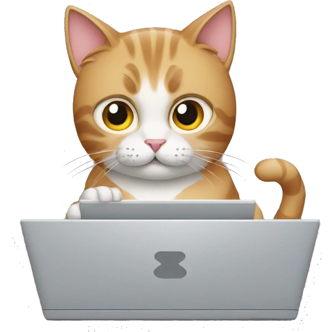 Cat typing on a computer emoji
