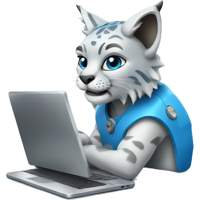 A blue lynx with a laptop emoji