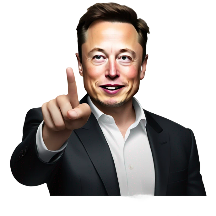 Elon musk pointing 🫵🏼 with finger toward viewer emoji