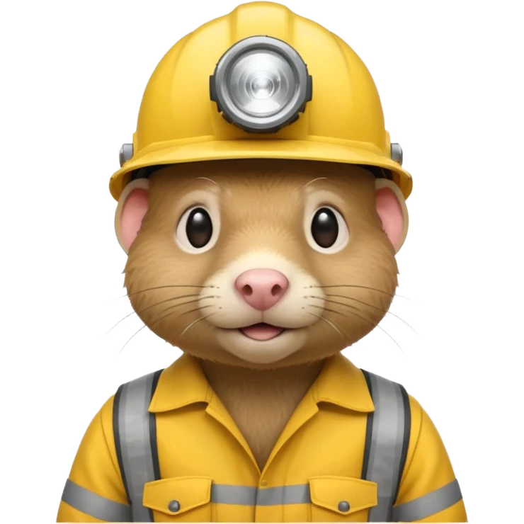 a mole rat, yellow helmet, headlamp, worker cloth emoji