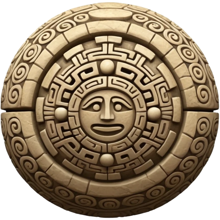 stone Mayan ball with carved patterns emoji