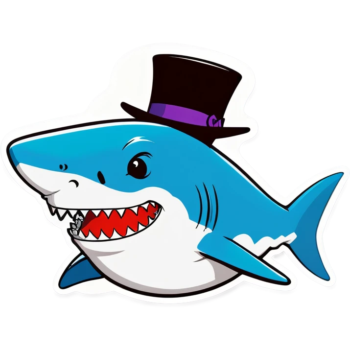 Shark with a top hat emoji