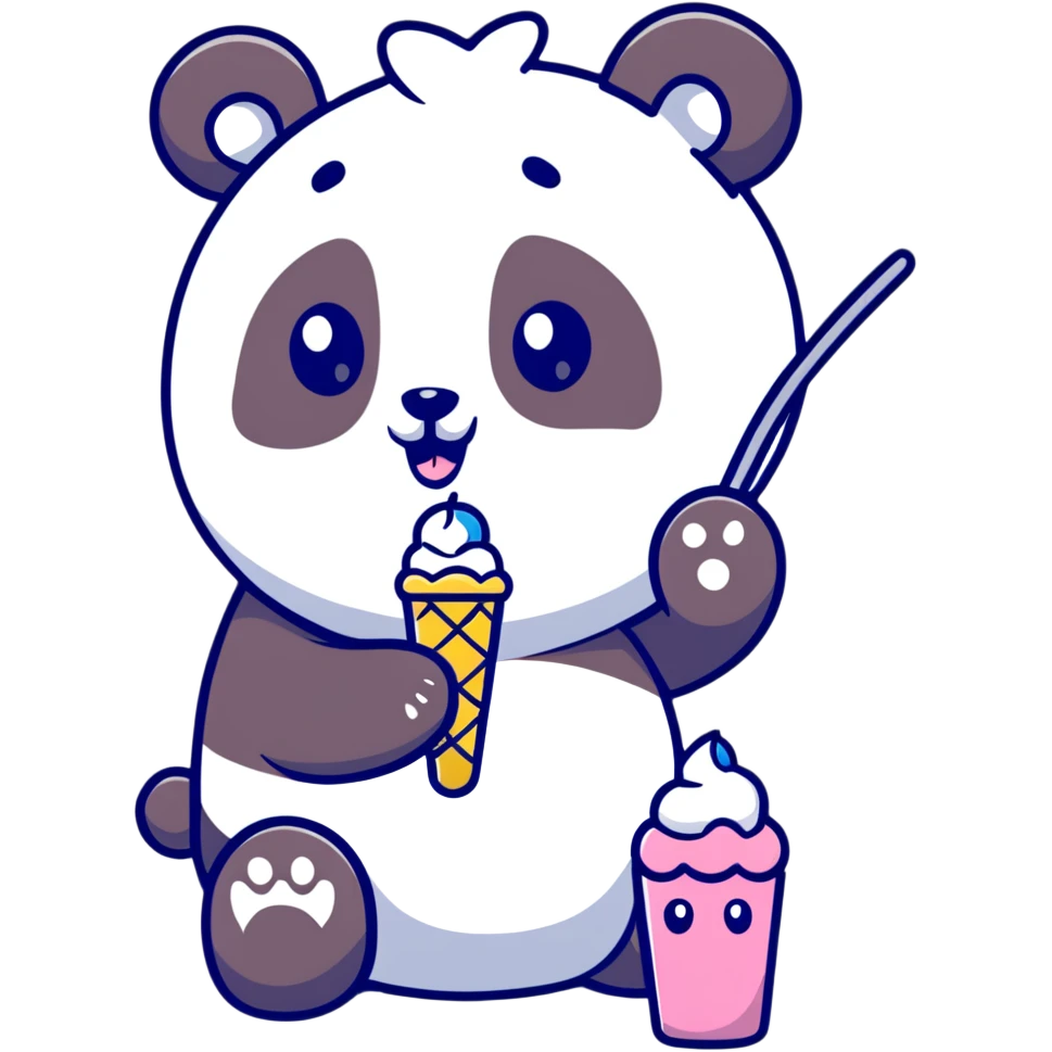 Panda eating ice cream emoji